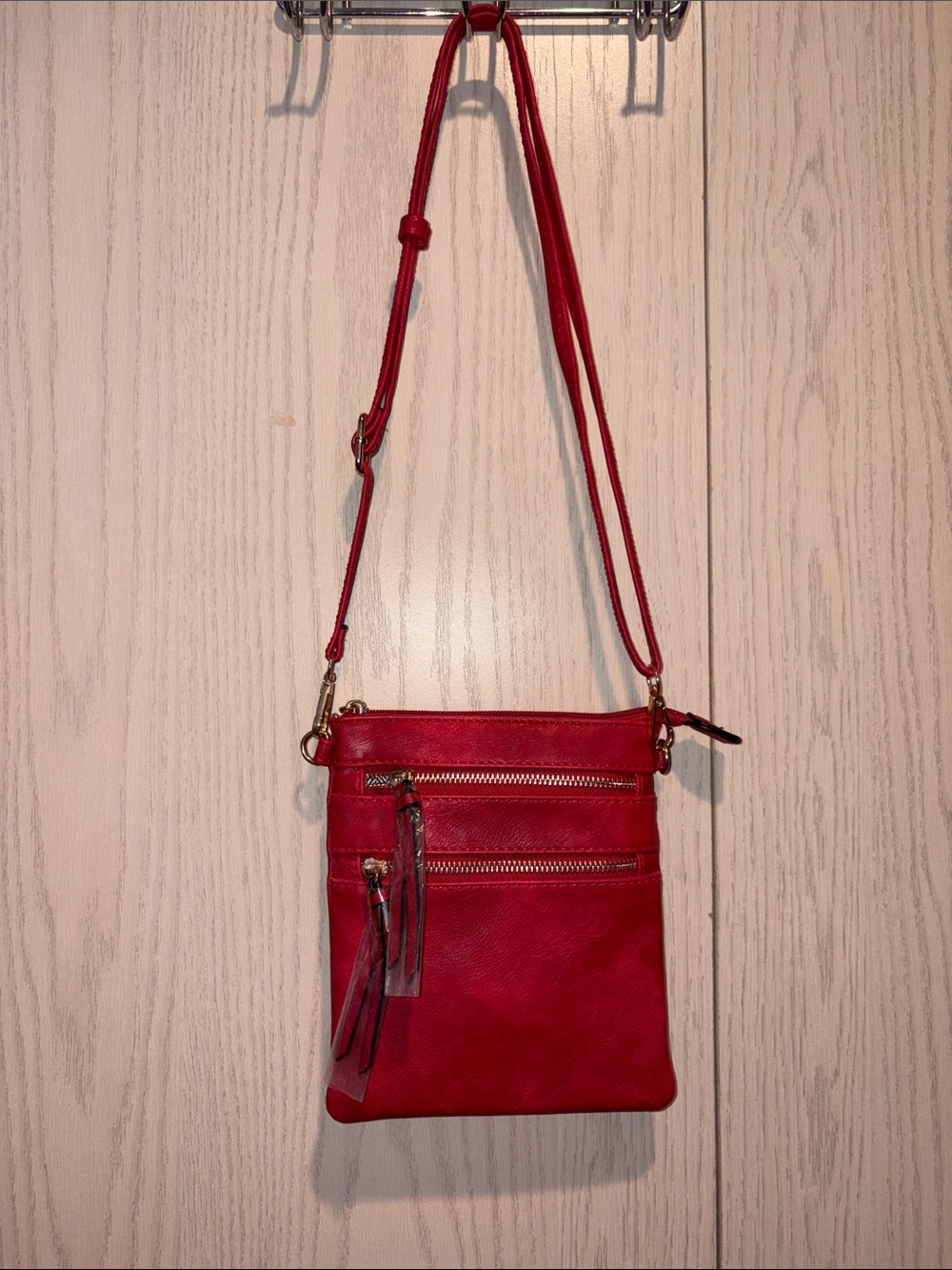Rossetti Compact Red Crossbody Bag with Dual Zip Pockets NWOT